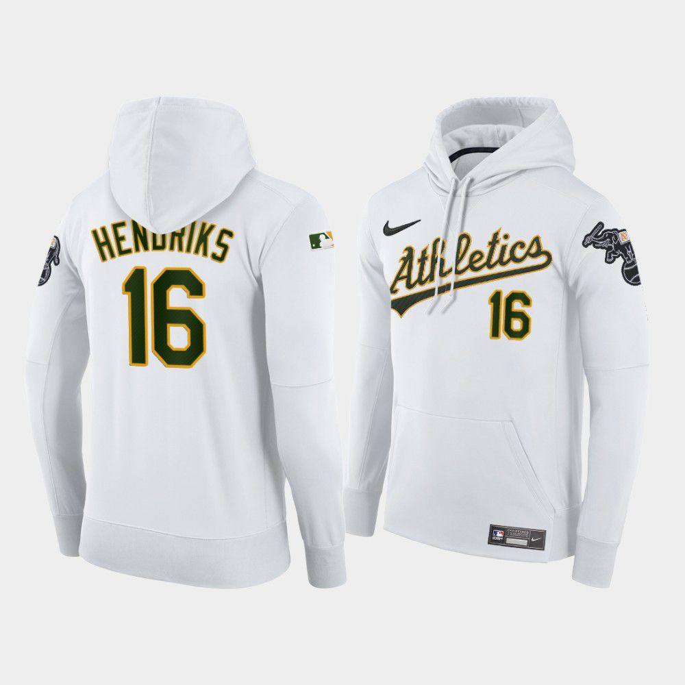 Men Oakland Athletics #16 Hendriks white home hoodie 2021 MLB Nike Jerseys->oakland athletics->MLB Jersey